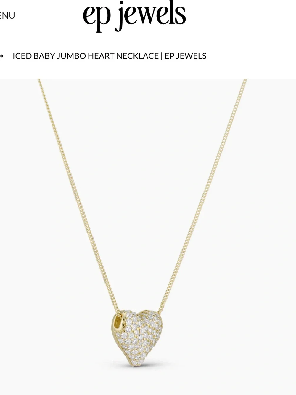 ep jewels Iced Baby Jumbo Heart Necklace NIB - Picture 1 of 7